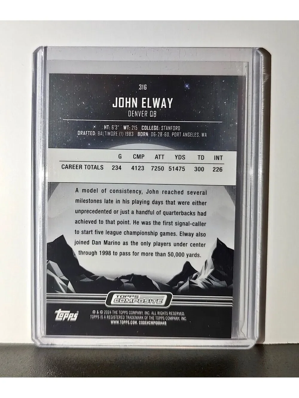 John Elway 2023 Topps Midnight NFL #316 Card Denver Broncos